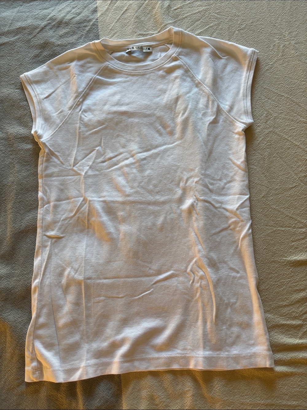 Zara White Short Sleeve Crewneck Top